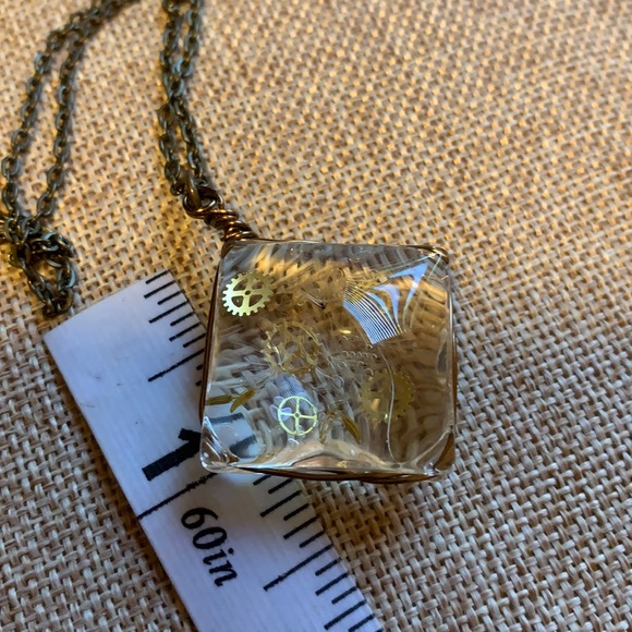 Boho Unique Dandelion gear Necklace Handmade - Picture 8 of 11